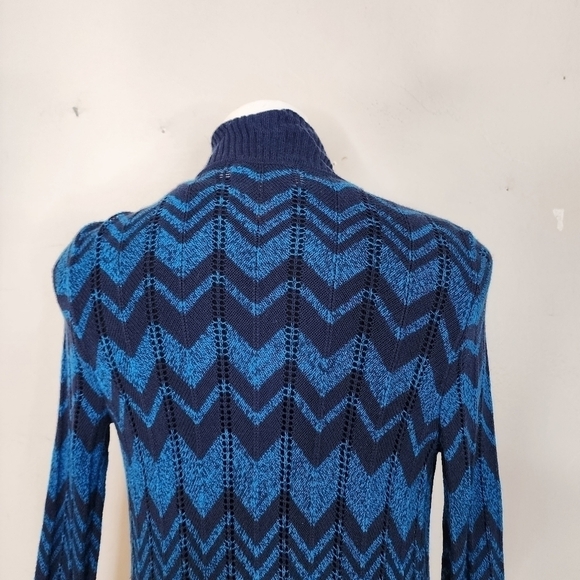 Missoni For Target Blue and Black Zig Zag Open Front Cardigan Size Medium - Picture 10 of 11